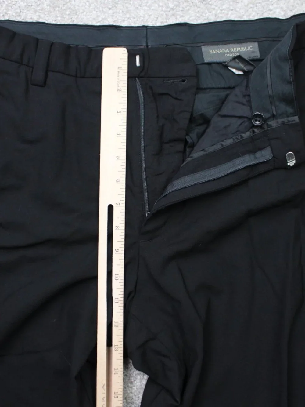 Banana Republic Pants Mens 34x34 Black Dawson Flat Front Wool Stretch Straight